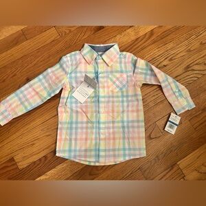 Andy & Evan Pastel Plaid Button-Up Shirt 4t nwt